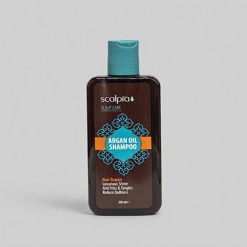 شامپو موی سر اسکالپیا مدل argan oil حجم 200 میلی‌لیتر، ترمیم‌کننده، تقویت‌کننده، مغذی، جلوگیری از وز شدن مو، مناسب انواع مو به ویژه خشک، آسیب دیده و رنگ شده
