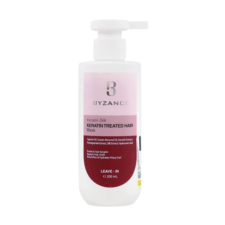 ماسک مو بیرون حمام بیزانس مدل Keratin Treated مناسب برای موی رنگ شده حجم 200 میلی لیتر
