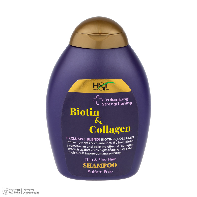 شامپو مو هرباتک مدل Biotin & Collagen مناسب برای موهای کم حجم و نازک حجم 385 میلی لیتر