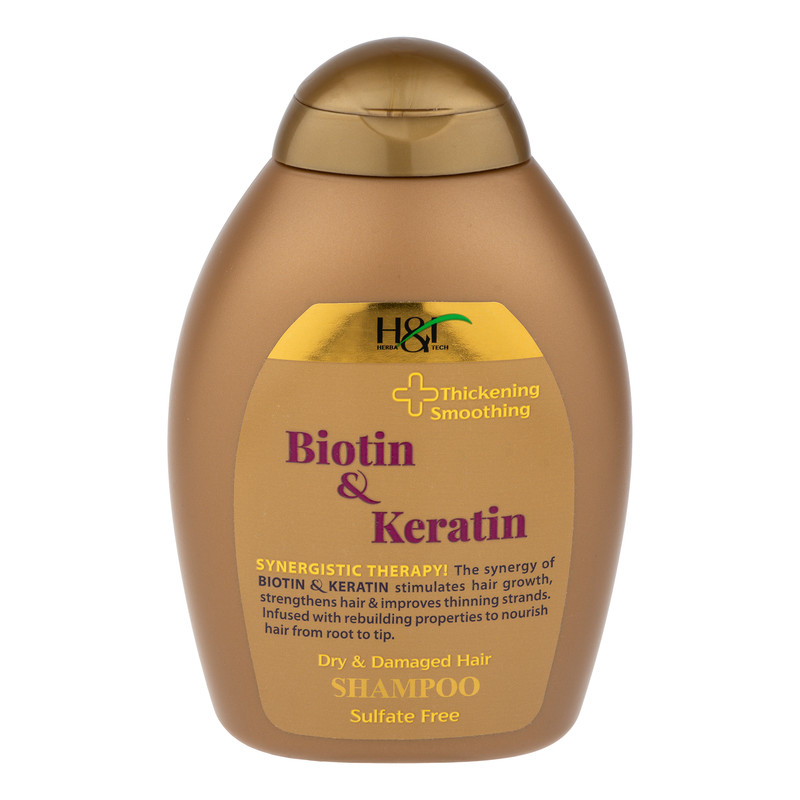 شامپو مو هرباتک مدل Biotin & Keratin مناسب برای موهای خشک و آسیب دیده حجم 385 میلی لیتر