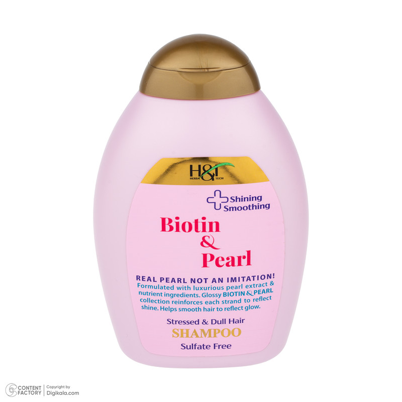 شامپو مو هرباتک مدل Biotin & Pearl مناسب برای موهای نازک و شکننده حجم 385 میلی لیتر