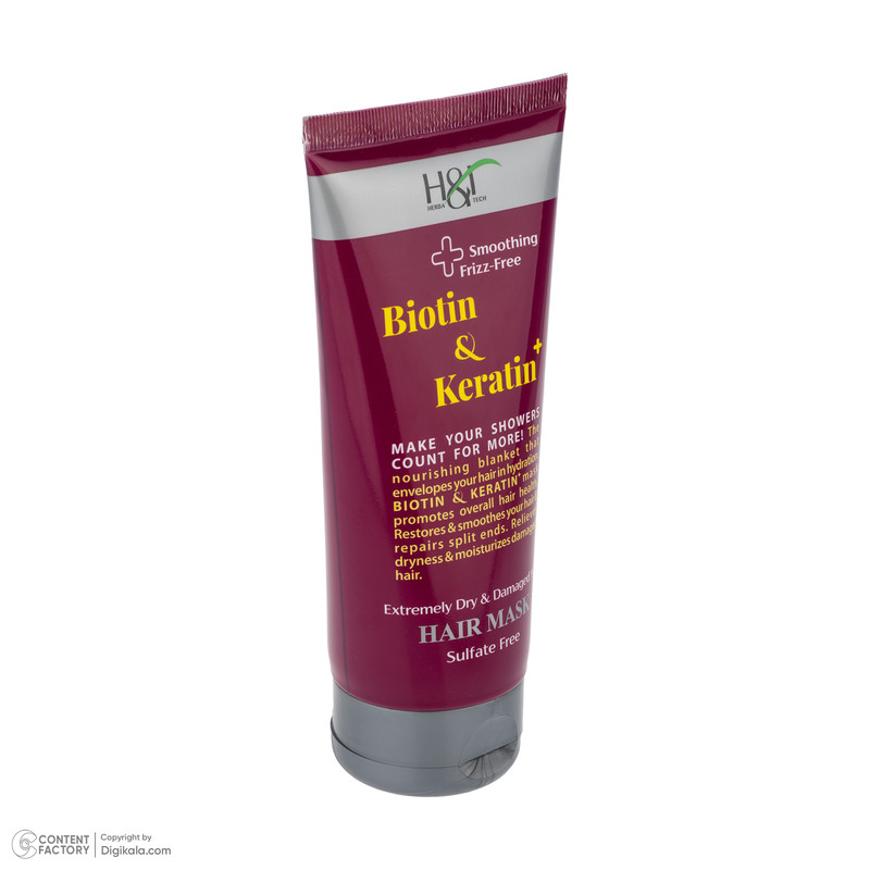 ماسک نرم کننده مو هرباتک مدل Biotin & Keratin مناسب برای موهای آسیب دیده و خشک حجم 200 میلی لیتر