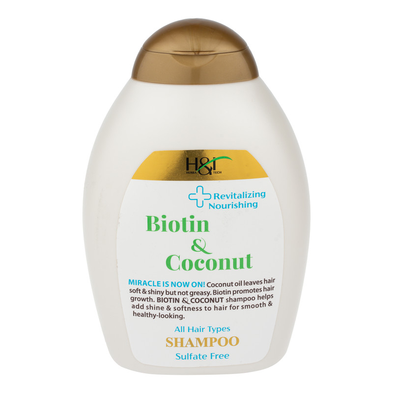 شامپو مو هرباتک مدل Biotin & Coconut مناسب برای انواع مو حجم 385 میلی لیتر