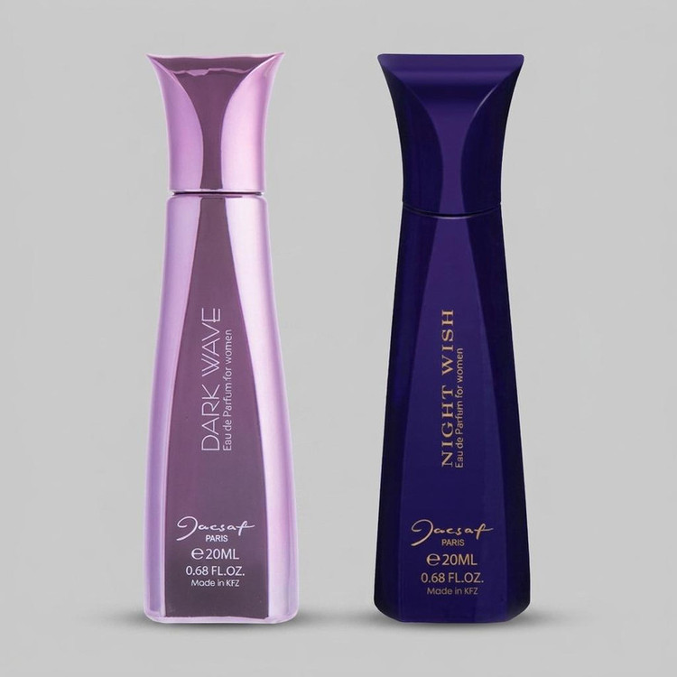 عطر جیبی زنانه ژک ساف مدل Night Wish حجم 20 میلی لیتر به همراه عطر جیبی زنانه ژک ساف مدل Dark Wave حجم 20 میلی لیتر
