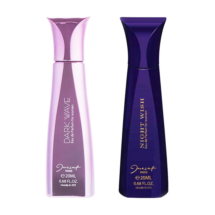 عطر جیبی زنانه ژک ساف مدل Night Wish حجم 20 میلی لیتر به همراه عطر جیبی زنانه ژک ساف مدل Dark Wave حجم 20 میلی لیتر