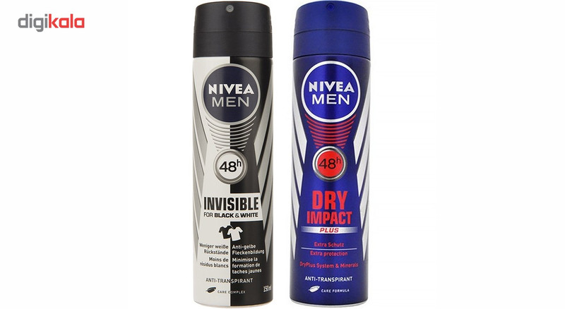 اسپری بدن مردانه نیوآ مدل Invisible Dry and Impact Plus حجم 150 میلی لیتر بسته 2 عددی