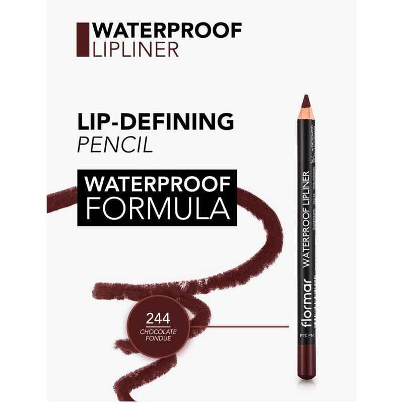 مداد لب مات فلورمار مدل Waterproof شماره 244 رنگ شکلاتی