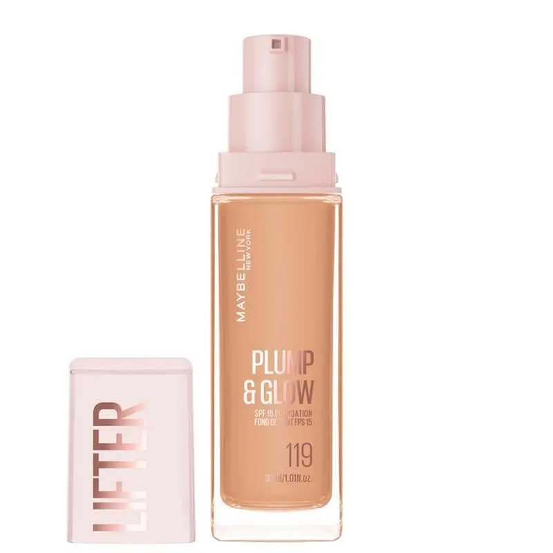 کرم پودر مایع spf15 میبلین مدل Plump & amp Glow شماره 119 مناسب برای انواع پوست حجم 30 میلیلیتر