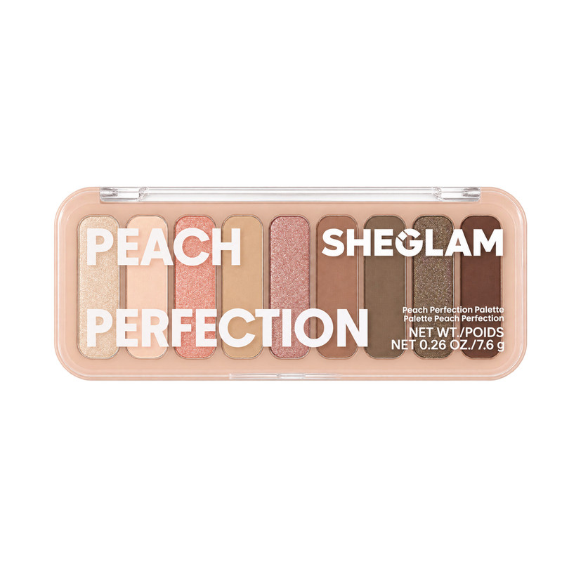 پالت سایه چشم شیگلم مدل peach perfection وزن 7.6 گرم با جلوه رنگ ترکیبی و پیگمنت متوسط در تنالیته اسموکی