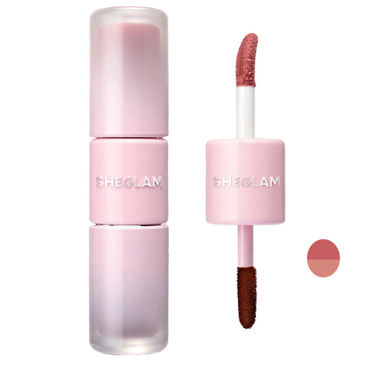 رژ لب مایع و تینت لب شیگلم مدل Line To Shine Peel-Off Lip Stain & Gloss Duo Rose Latte شماره 113 حجم 2 میلی لیتر