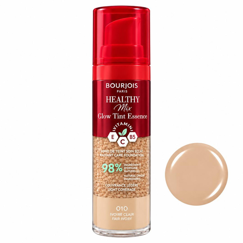 کرم پودر 10 Spf بورژوا مدل Healthy Mix Glow Tint Essence شماره 10 مناسب برای انواع پوست حجم 30 میلی‌لیتر