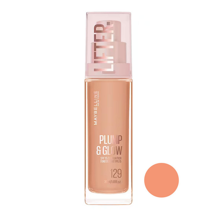 کرم پودر مایع spf15 میبلین مدل Plump & Glow شماره 129 مناسب برای انواع پوست حجم 30 میلیلیتر