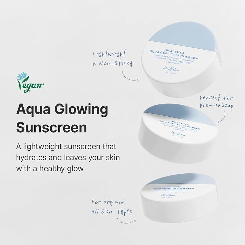 کرم ضد آفتاب بیرنگ صورت دکتر آلتیا SPF 50 مدل Aqua Glowing محافظ در برابر UVA و UVB مناسب برای انواع پوست حجم 45 میلیلیتر