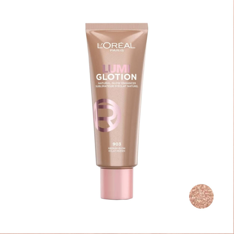 هایلایتر مایع صورت و بدن لورآل مدل Lumi Glotion رنگ Medium Glow شماره 903 تناژ برنزی براق حجم 40 میلی لیتر