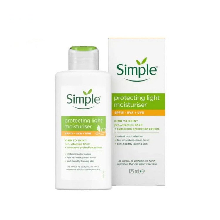 کرم مرطوب کننده صورت و گردن سیمپل مدل Protecting Light با SPF15 مناسب پوست های حساس حجم 125 میلی لیتر