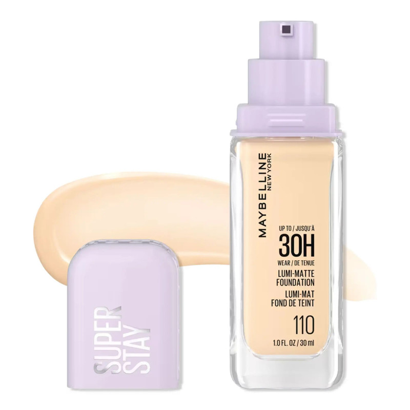 کرم پودر مایع مات میبلین SPF0 مدل Super Stay 30H Lumi-Matte شماره 110 مناسب برای انواع پوست حجم 30 میلی لیتر