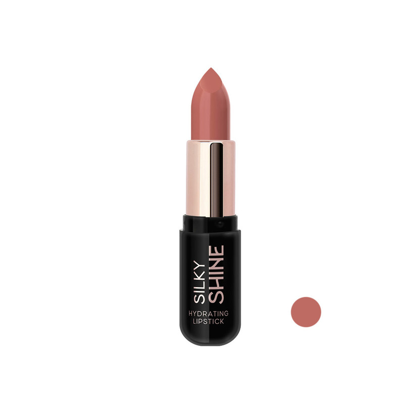 رژ لب جامد براق گلدن رز مدل SILKY SHINE HYDRATINGE رنگ کرم کالباسی شماره 206